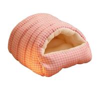 KiBcsLic Winter Cave Cat House Cozy Pet Bed Shelter Versatile Winter Refuge Cushion Included Easily Washable Secure And Stable Structure Suitable, Pink White L