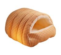 KiBcsLic Winter Cave Cat House Cozy Pet Bed Shelter Versatile Winter Refuge Cushion Included Easily Washable Secure And Stable Structure Suitable, Orange White M