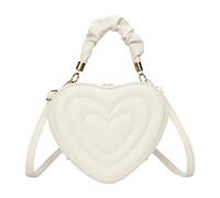 KiBcsLic Women Handbag PU Leather Shoulder Bag Heart Shape Satchel Crossbody Purse Adjustable Strap Zipper Closure Suitable for Shopping Dating Working, White