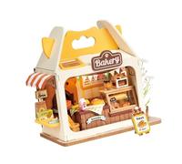 KiBcsLic Wooden Dollhouse Kit, 3D Puzzle to Assemble for Children Ages 12 And Up, Handmade Building Blocks for Home Decoration, bakery