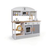 KiBcsLic Wooden Play Kitchen Modern Toy Kitchen with Sink Interactive for Bedroom , Japanese Style Kitchen A