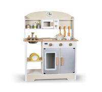 KiBcsLic Wooden Play Kitchen Modern Toy Kitchen with Sink Interactive for Bedroom , Japanese Style Kitchen A Tall Version