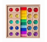 KiBcsLic Wooden Sensory Stacking Toy Rainbow Colors Wooden Gem Blocks Sunlight Reflection Acrylic Stacking Board, High Transparency Rainbow Block Set 3