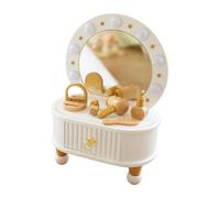 KiBcsLic Wooden Vanity Set Children Little Girls Age 3+ with Mirror Dressing Table
