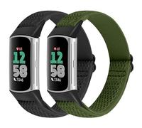 KIBDSNG Elastic Nylon Straps Compatible with Fitbit Charge 6/Fitbit Charge 5, Soft Adjustable Sport Replacement Bands for Women Men