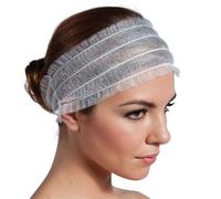 KIBERTIC - Disposable Headbands for Facials - 100 Pcs - Professional and Personal Use, Facial headbands esthetician, Soft Skin Care Essential Headband Elastic, Disposable Hair Bands White