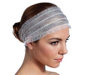 KIBERTIC - Disposable Headbands for Facials - 100 Pcs - Professional and Personal Use, Facial headbands esthetician, Soft Skin Care Essential Headband Elastic, Disposable Hair Bands White