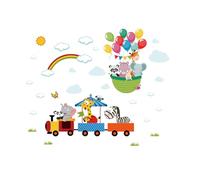 Kibi Children's Wall Sticker with Animal Train and Balloons, Wall Decoration 146 x 120 cm, Rainbow Design Wall Stickers Wall Stickers Bedroom