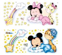 Kibi Store Mickey Mouse & Minnie Mouse Wall Stickers, 2 Sheets (40cm x 80cm), Red & Black, Cartoon Style, Indoor Use, Waterproof, Paper Material, Wall Sticker