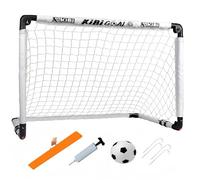 KiBiGOAL Kids Football + Portable Foldable 45.27”x 31.49”Goal White Set, Toddler Portable Foldable Goals for the Garden/Indoor/Outdoor, Football Gift for Kids(White 45.27”x31.49”Goal + Ball No. 3)