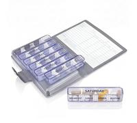 Kibodan Medidos 7-Day Weekly Pill Organiser - Small, Travel-Friendly Medicine and Vitamin Dispenser with 4 Adjustable Compartments. The Perfect Pill Organiser 4 Times a Day (Blue, Wildlife)