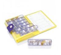 Kibodan Medidos 7-Day Weekly Pill Organiser - Small, Travel-Friendly Medicine and Vitamin Dispenser with 4 Adjustable Compartments. The Perfect Pill Organiser 4 Times a Day (Purple, Yellow)