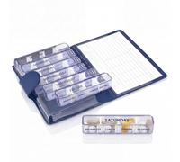 Kibodan Medidos 7-Day Weekly Pill Organiser - Small, Travel-Friendly Medicine and Vitamin Dispenser with 4 Adjustable Compartments. The Perfect Pill Organiser 4 Times a Day (Blue)