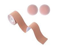 Kibon Boob Tape, Bob Tape, Breathable Bob Tape with 2pcs Reusable Nipple Covers Pink