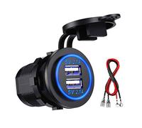 Kibon car USB Socket Charger 12V/24V Waterproof Dual USB Charging Port 60 cm Cable Dual Ports for Car, Motorhome, Boat, Motorbike