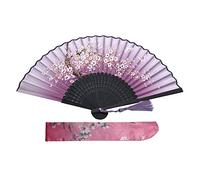 Kibon Folding Fans, Handheld Fans, Hand Fans, Bamboo Fans with Tassel for Birthday Gifts Dancing Cosplay Wedding Party Props Decoration (Purple)