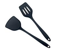 Kibon Silicone Spatula Set,High Heat Resistant Spatulas with Seamless One Piece Design,Nonstick Rubber Flippers Utensils for Baking & Cooking,BPA-Free, 2 Pack,Black