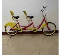 KIBONCY 2-Seater Pedal Bicycle Tourist Sightseeing Bike, Lightweight Manual Tandem Bike with Solid Tires, Scenic Area Leisure Cycling Vehicle(A)