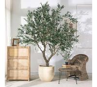 KIBONCY Artificial Olive Tree, Tall Faux Olive Tree Plants, Fake Olive Silk Tree with Branches and Fruits for Home Office Bedroom Foyer Porch Decor(1.2m/47.2in/3.9ft)