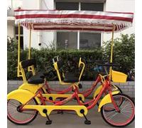 KIBONCY Four-Seat Four-Wheel Sightseeing Bicycle With Luxury Steering Wheel, Integrated Wheel Design, Double-Adult Tourist Bike(A)