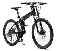 KIBONCY Full-Suspension Folding Mountain Bike, 24-Speed Men's Adult Off-Road Bicycle with Shock Absorption, Gearing, and Hydraulic Disc Brakes(E,26-inch)