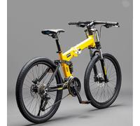 KIBONCY Full-Suspension Folding Mountain Bike, 24-Speed Off-Road Shock-Absorbing Multi-Speed Bicycle, All-Terrain Suspension Front Fork(A,26-inch)