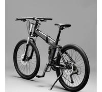 KIBONCY Full-Suspension Folding Mountain Bike, 24-Speed Off-Road Shock-Absorbing Multi-Speed Bicycle, All-Terrain Suspension Front Fork(N,26-inch)