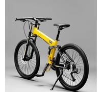 KIBONCY Full-Suspension Folding Mountain Bike, 24-Speed Off-Road Shock-Absorbing Multi-Speed Bicycle, All-Terrain Suspension Front Fork(P,26-inch)
