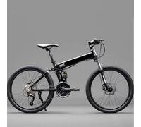 KIBONCY Full-Suspension Folding Mountain Bike, 24-Speed Off-Road Shock-Absorbing Multi-Speed Bicycle, All-Terrain Suspension Front Fork(K,26-inch)