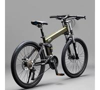 KIBONCY Full-Suspension Folding Mountain Bike, 24-Speed Off-Road Shock-Absorbing Multi-Speed Bicycle, All-Terrain Suspension Front Fork(F,26-inch)