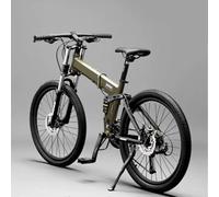 KIBONCY Full-Suspension Folding Mountain Bike, 24-Speed Off-Road Shock-Absorbing Multi-Speed Bicycle, All-Terrain Suspension Front Fork(O,26-inch)