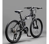KIBONCY Full-Suspension Folding Mountain Bike, 24-Speed Off-Road Shock-Absorbing Multi-Speed Bicycle, All-Terrain Suspension Front Fork(B,26-inch)