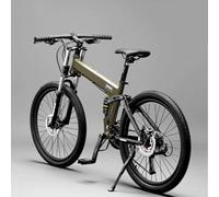 KIBONCY Full-Suspension Folding Mountain Bike, 24-Speed Off-Road Shock-Absorbing Multi-Speed Bicycle, All-Terrain Suspension Front Fork(R,26-inch)