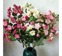 KIBONCY Long Stem Artificial Camellia Flower Bouquets, Premium Fade Resistant Faux Silk Floral Stems, Realistic Fake Blooms for Bedroom Holiday