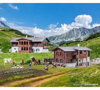 KIBRI 37029 Scale N Two Alpine Chalets (Complete With Base) (Sertig Village)