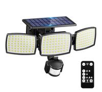 KIBTOY 189LED Solar Security Lights with Remote, 1200LM Outdoor Solar Wall Light with Motion Sensor, 3 Adjustable Heads, 330° Wide Lighting Angle, IP65 Waterproof Solar Flood Lights for Yard, Garage