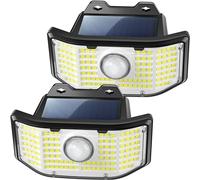 KIBTOY 2 Pieces Solar Security Lights Outdoor with Motion Sensor,IP65 Waterproof 270ºWide Angle Outdoor Solar Powered Lights for Garden Fence Wall Front Door Yard Garage Pathway