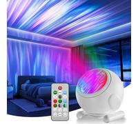 KIBTOY Northern Lights Projector with Remote, LED Night Light Projector & Mood Lighting for Bedroom, 7 Colors & 10 Light Modes Adjustable Speed & Brightness Party Room Decor Teen Girl Boy Gift (White)