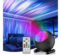 KIBTOY Northern Lights Projector with Remote, LED Night Light Projector & Mood Lighting for Bedroom, 7 Colors & 10 Light Modes Adjustable Speed & Brightness Party Room Decor Teen Girl Boy Gift (Black)
