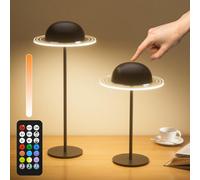 Kibtoy Rechargeable Table Lamp Battery Operated 2 Pack, Cordless Desk Light Touch & Remote Control 3 Cct & Rgb Colors Dimmable