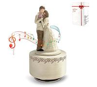 Kibuhain Can’t Help Falling in Love Music Box for Girlfriend Boyfriend Wife Husband Lover,Couple Embracing Music Box Figurine,Resin Sculpture Hand-Painted Musical Figure