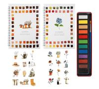 kicder 2Pcs Watercolor Paint Book Set for Adults & Kids,Creative DIY Watercolor Workbook with Paints & Brush,Beginner Friendly Adult Coloring Books,12 Original Patterns per Book (Garden &Orchids)