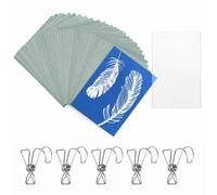 kicder 32 Sheets A6 Cyanotype Paper Kit with Clear Acrylic Sheet & 5 Metal Clips, High Sensitive Sun Print Sun Drawing Paper for DIY Botanical Art, Arts Crafts, Classroom Art Projects & Home Decor