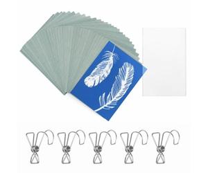 kicder 32 Sheets A6 Cyanotype Paper Kit with Clear Acrylic Sheet & 5 Metal Clips, High Sensitive Sun Print Sun Drawing Paper for DIY Botanical Art, Arts Crafts, Classroom Art Projects & Home Decor