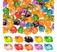 kicder 50PCS Mini Resin Frogs - 10 Vibrant Colors, Enchanting Tiny Figurines for DIY Terrariums, Fairy Gardens, Moss Landscapes, Dollhouse Decor - Luminous Craft & Miniature Garden Accessories