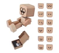 kicder Handmade Shaking Wooden Man Figurine with 12 Magnetic Faces, Creative Dashboard & Desktop Decor for Car or Office, Funny Wooden Doll with Shaking Feet