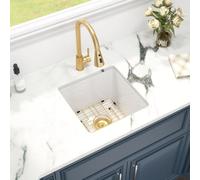Kichae 18 White Fireclay Undermount Bar Sink