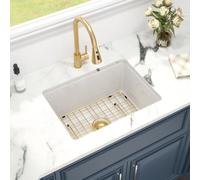 Kichae 24 White Fireclay Undermount Laundry Sink 11" Deep