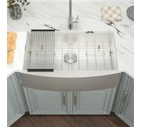 Kichae 30 Inch Farmhouse Kitchen Sink - 30 x 20 Farmer Sink Stainless Steel 16 Gauge Single Bowl Apron Front Farm Style Basin Round Corner