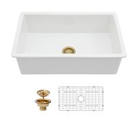 Kichae 30 Inch White Undermount Sink Fireclay 30x18 Inch Dual Drop in & Undermount Kitchen Sink Porcelain Ceramic Single Bowl Deep Basin